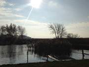 Usedom-Urlaub im November: Sonne ber dem Achterwasserhafen Loddin.