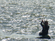 Wassersportrevier Achterwasser: Kiten bei Stagnie.