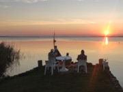 Urlaub auf Usedom: Sonnenuntergang ber dem Achterwasser.